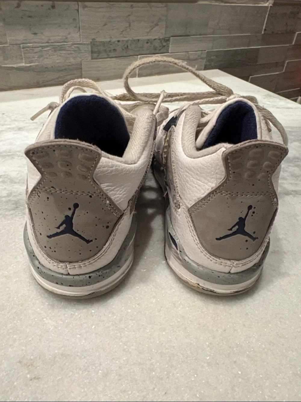 Jordan Retro Sneakers in White, Navy and Cream